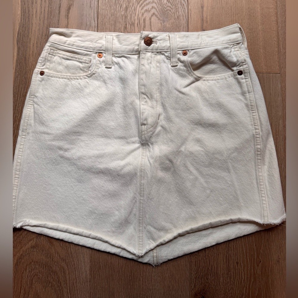 Madewell Cream Rigid Denim A-Line Mini Skirt